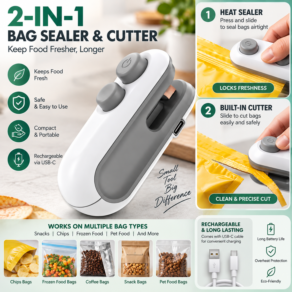 2-in-1 Mini Heat Sealing Machine