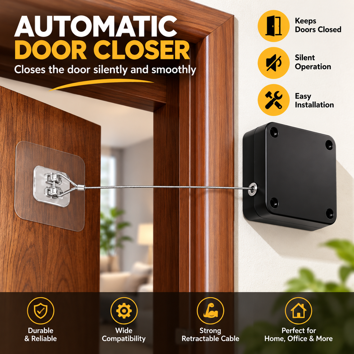 Punch-Free Automatic Door Closer