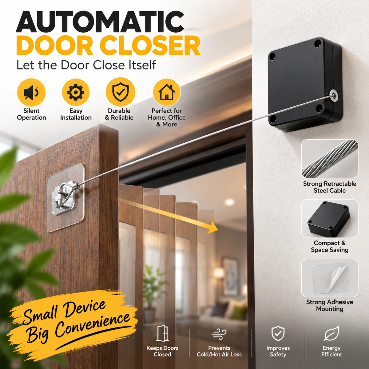 Punch-Free Automatic Door Closer