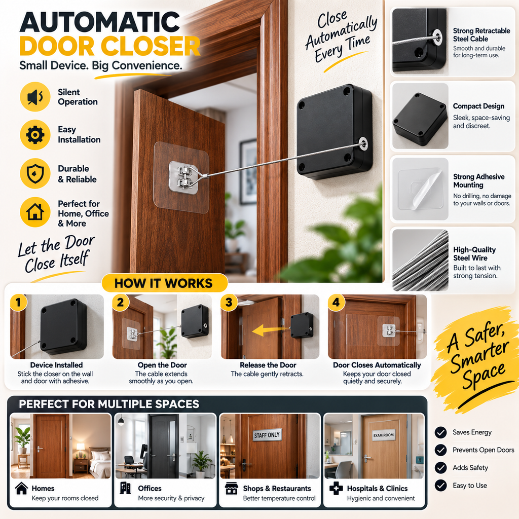 Punch-Free Automatic Door Closer