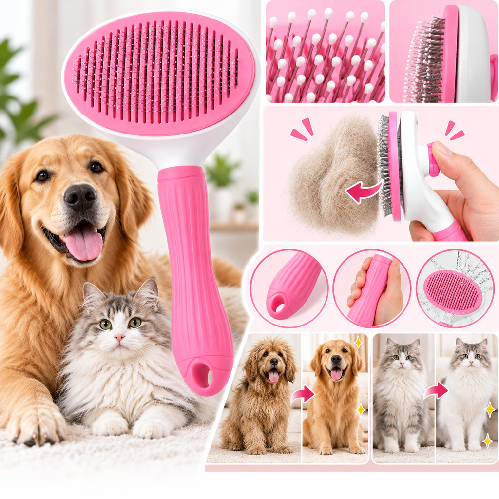 Self-Cleaning Pet Grooming Brush