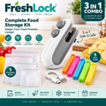 3-in-1 Food Storage Kit – Rechargeable Heat Sealer, 5 Reusable Storage Bags & 5 Bag Clips