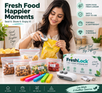 3-in-1 Food Storage Kit – Rechargeable Heat Sealer, 5 Reusable Storage Bags & 5 Bag Clips
