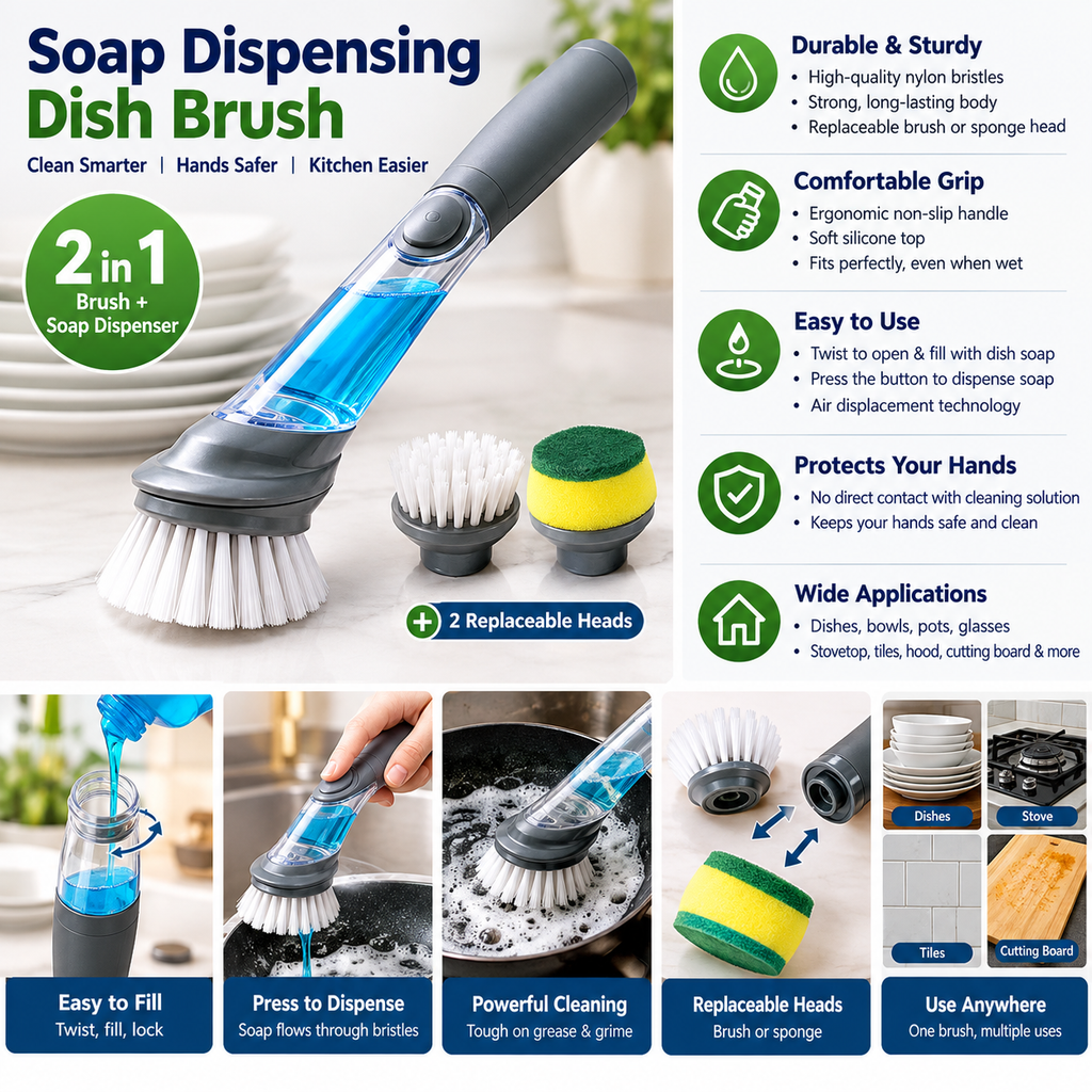 2-in-1 Soap Dispensing Dish Brush