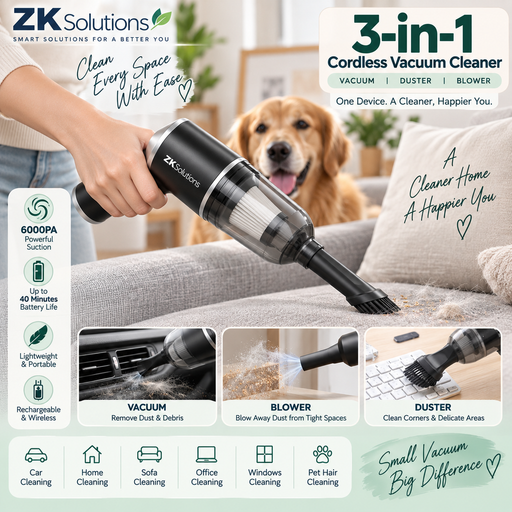 3-in-1 Cordless Mini Vacuum Cleaner