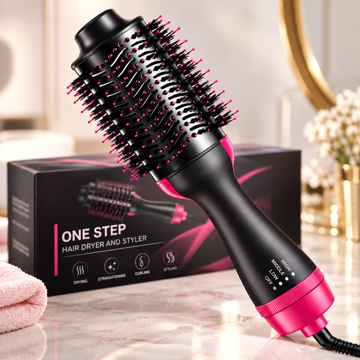 3-in-1 Hot Air Hair Dryer Brush – Style, Dry &amp; Volumize Your Hair with Ease